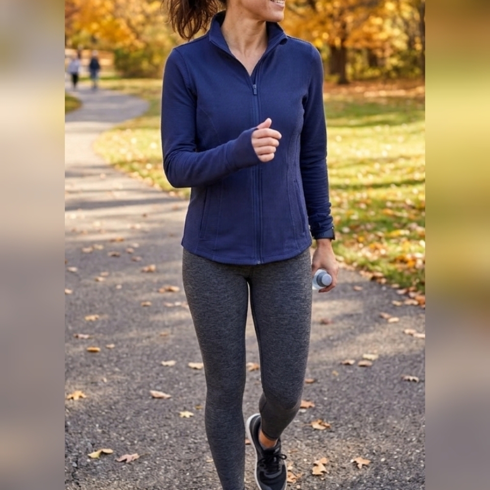 90 Degree By Reflex Navy Blue Zip-Up Jacket